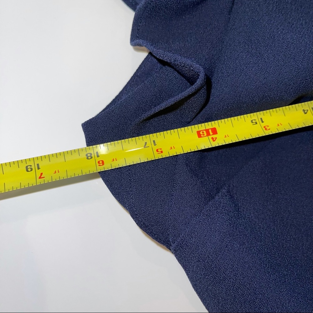 NEW J Crew Ruffle Sleeve Navy Wide Leg Jumpsuit - Picture 12 of 14